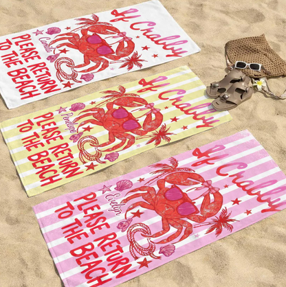 Personalized Microfiber Beach Towel Custome Name Grab Design Gift