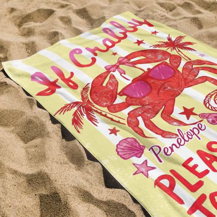 Personalized Microfiber Beach Towel Custome Name Grab Design Gift