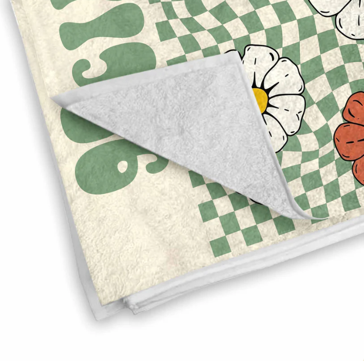 Personalized Groovy Beach Towel Custome Name Floral Gift