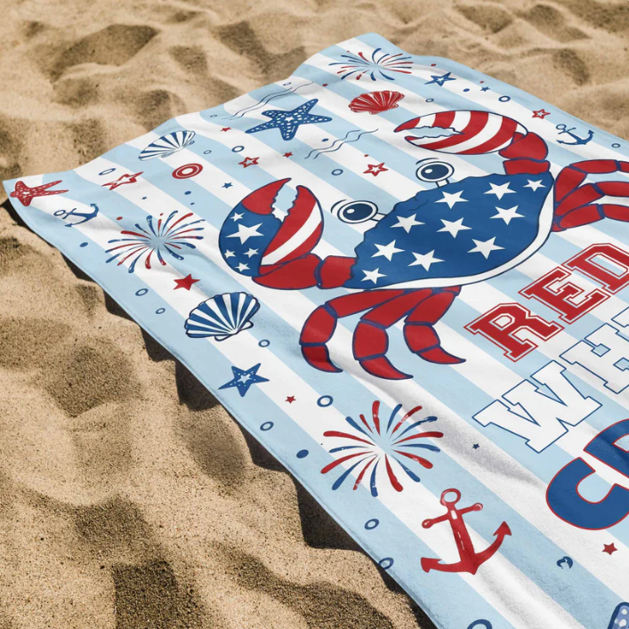 Personalized Grab Beach Towel Custome Name Patriotic Gift