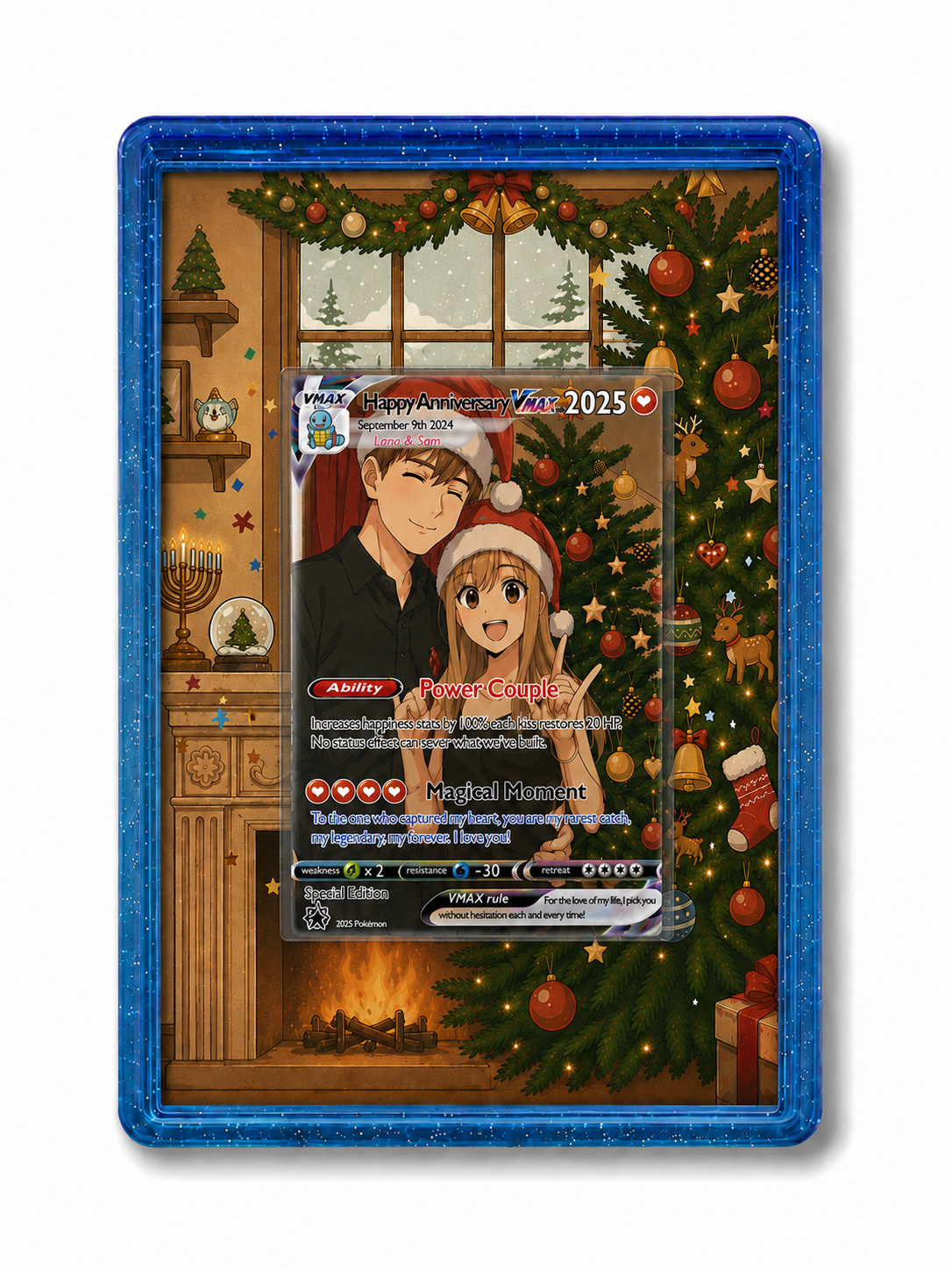 Personalized Pokémon-Inspired Couple Photo Card - Anniversary Edition