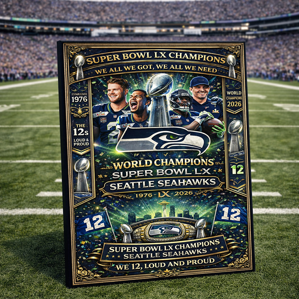 Seahawks The Champions 2026 Framed Canvas
