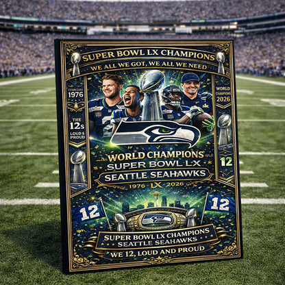 Seahawks The Champions 2026 Framed Canvas