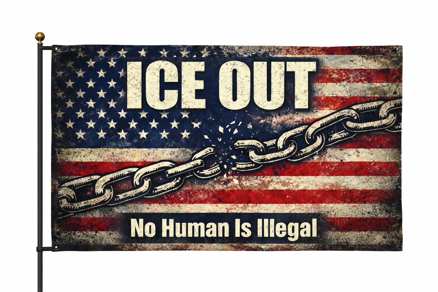 ICE OUT One Side Flag