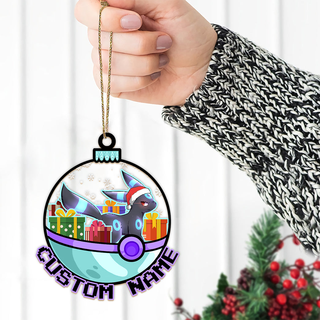 Personalized Umbreon Pokeball Christmas Custom Name Ornament