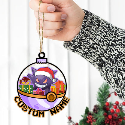 Personalized Gengar Pokeball Christmas Custom Name Ornament