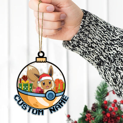 Personalized Eevee Pokeball Christmas Custom Name Ornament