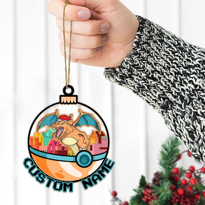 Personalized Charizard Pokeball Christmas Custom Name Ornament