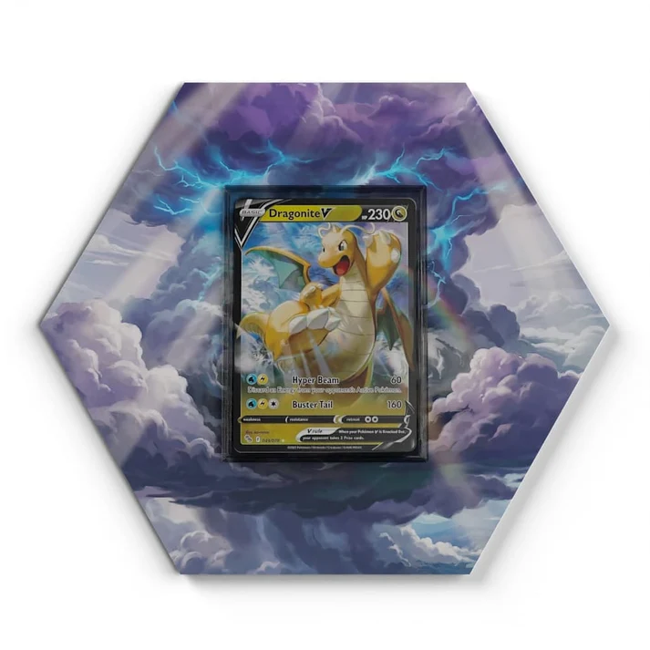049078 Dragonite V  Pokémon Card Artwork Hexagon Display