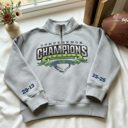 Embroidered Seattle Seahawks The Champions Quarter-Zip Sweatshirt, Hoodie Sweatshirt T-Shirt