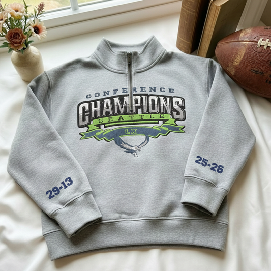 Embroidered Seattle Seahawks The Champions Quarter-Zip Sweatshirt, Hoodie Sweatshirt T-Shirt