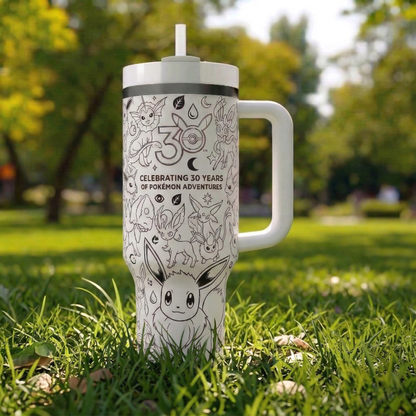 PKM Eevee Evolution 30 Years Anniversary 40Oz Stainless Steel Tumbler