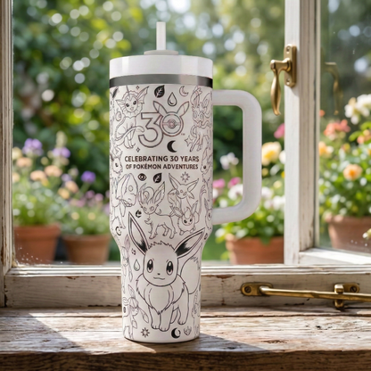 PKM Eevee Evolution 30 Years Anniversary 40Oz Stainless Steel Tumbler