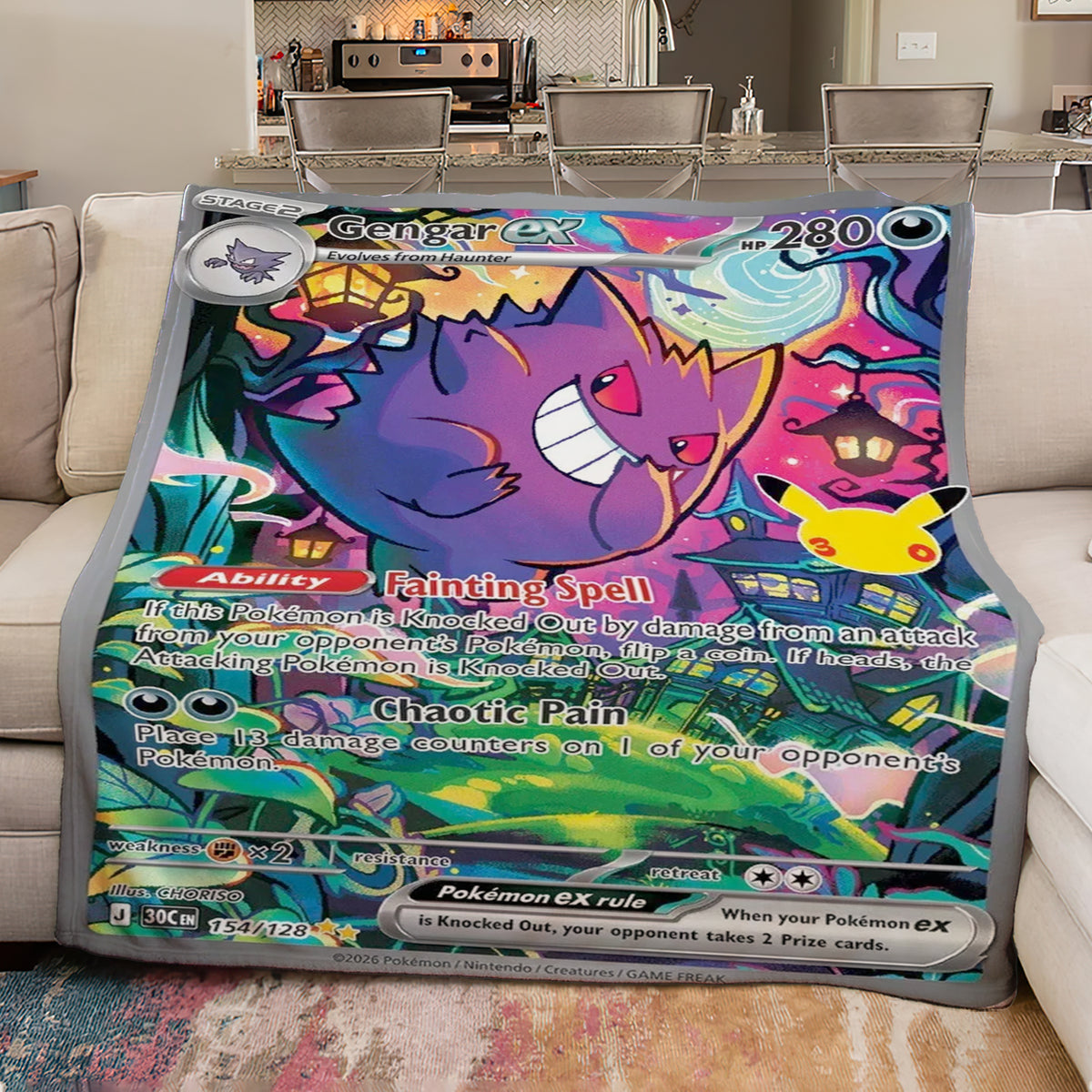 PKM 154/128 Gengar Ex 30th Celebration Fleece Blanket