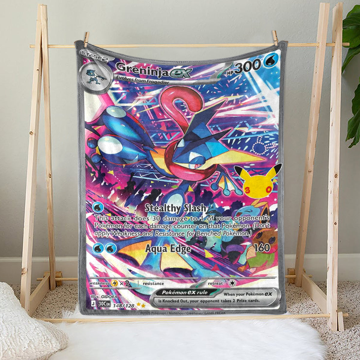 PKM 148/128 Greninja Ex 30th Celebration Fleece Blanket