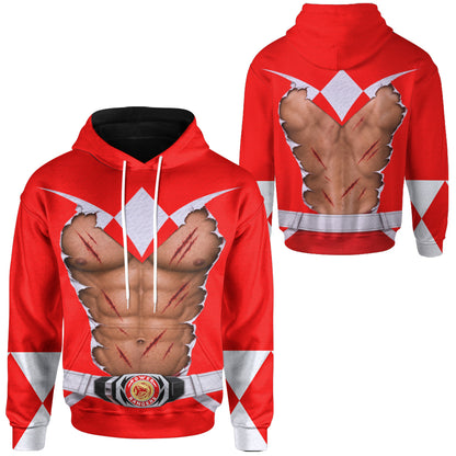 Mighty Morphin Power Rangers Six-Pack Abs T-Shirt Sweatshirt Hoodie Sweatpants
