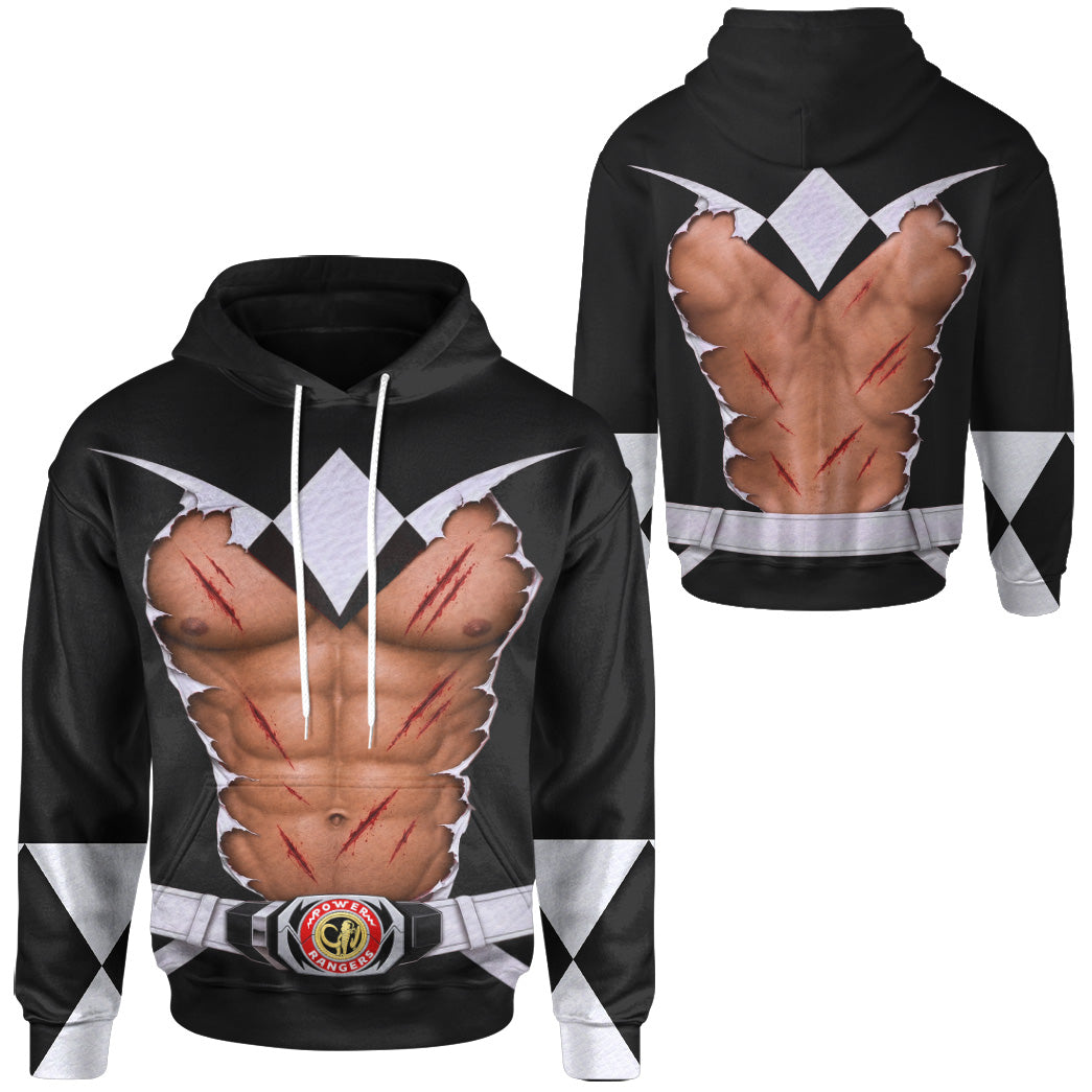 Mighty Morphin Power Rangers Black  Ranger Six-Pack Abs T-Shirt Sweatshirt Hoodie Sweatpants