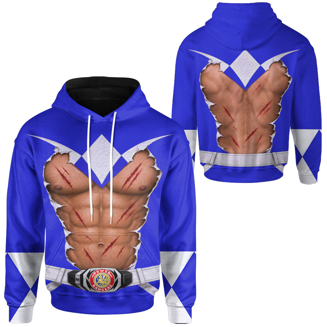 Mighty Morphin Power Rangers Blue Ranger Six-Pack Abs T-Shirt Sweatshirt Hoodie Sweatpants