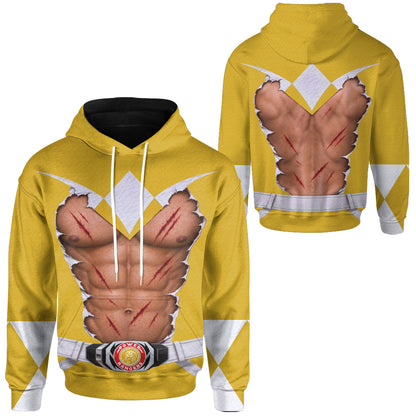 Mighty Morphin Power Rangers Yellow Ranger Six-Pack Abs T-Shirt Sweatshirt Hoodie Sweatpants