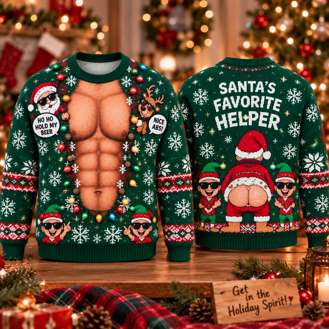 Christmas Funny Hoho Hold My Beer Ugly Sweatshirt