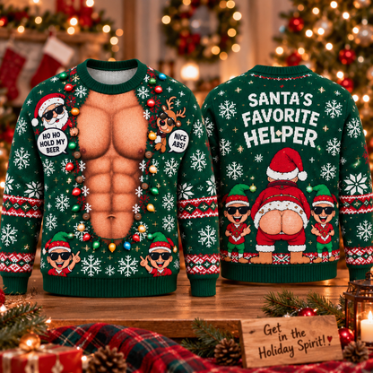 Christmas Funny Hoho Hold My Beer Ugly Sweatshirt