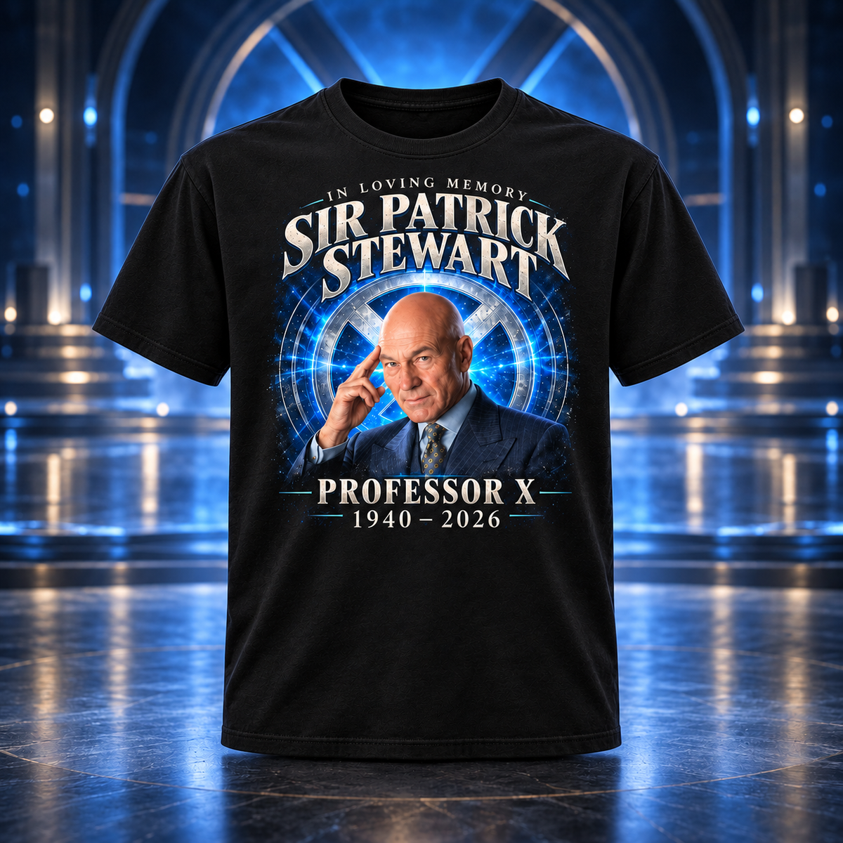 Professor X Tribute Hoodie, Black Graphic Pullover
