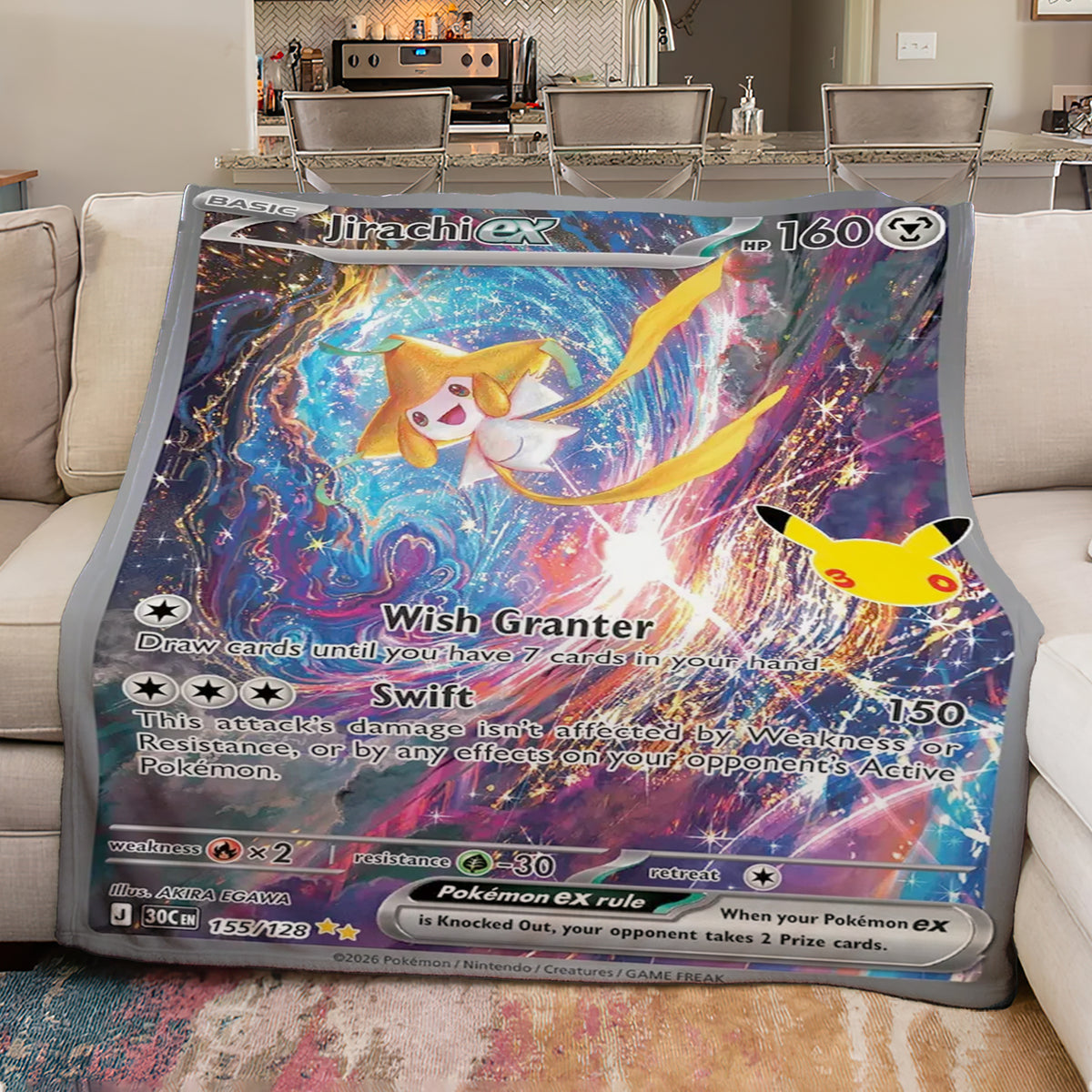 PKM 155/128 Jirachi Ex 30th Celebration Fleece Blanket