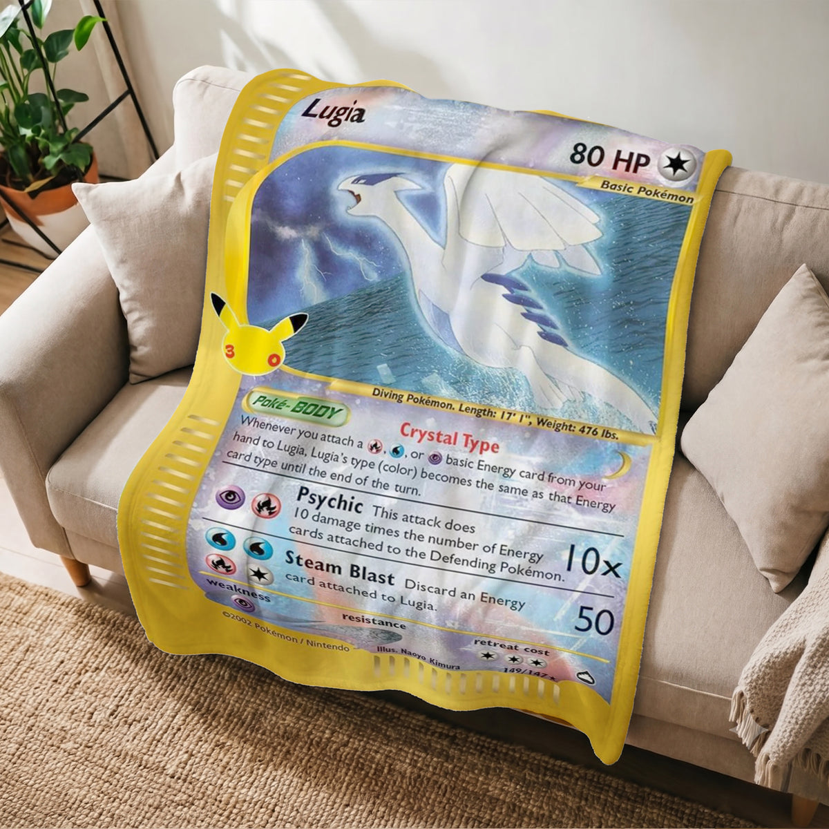 PKM Lugia 30th Celebration Fleece Blanket