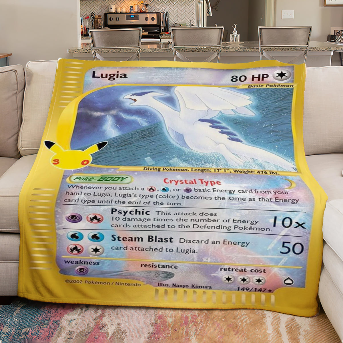 PKM Lugia 30th Celebration Fleece Blanket