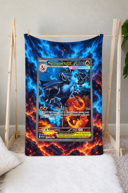 Mega Charizard X EX PKM Extended Artwork Pokemon Fleece Blanket