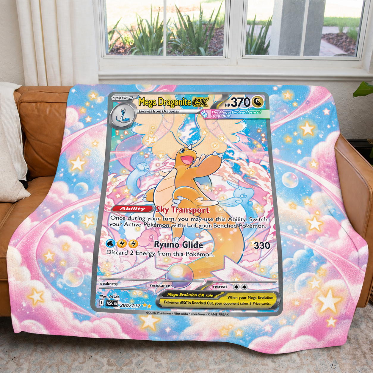Mega Dragonite Ex PKM Extended Artwork Pokemon Fleece Blanket