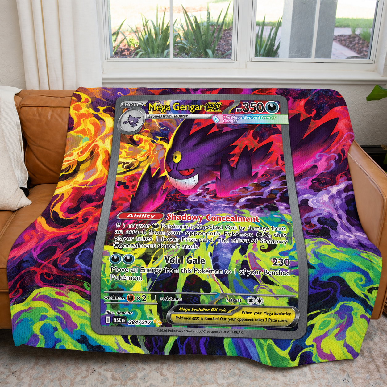 Mega Gengar Ex PKM Extended Artwork Pokemon Fleece Blanket
