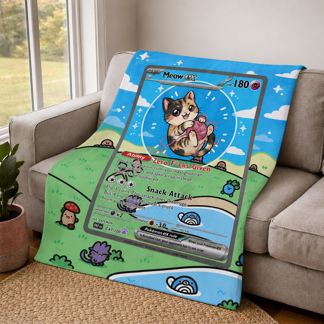Personalized Pet Dog Cat Trading Card Extended Art Fleece Blanket – Custom Photo, Name & Details