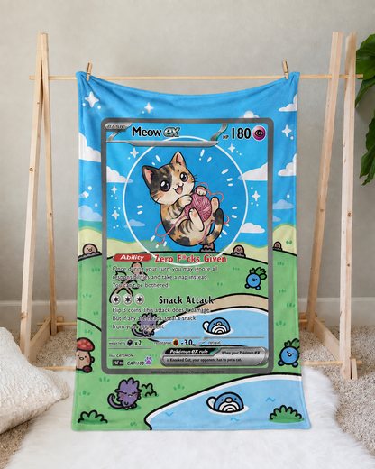 Personalized Pet Dog Cat Trading Card Extended Art Fleece Blanket – Custom Photo, Name & Details