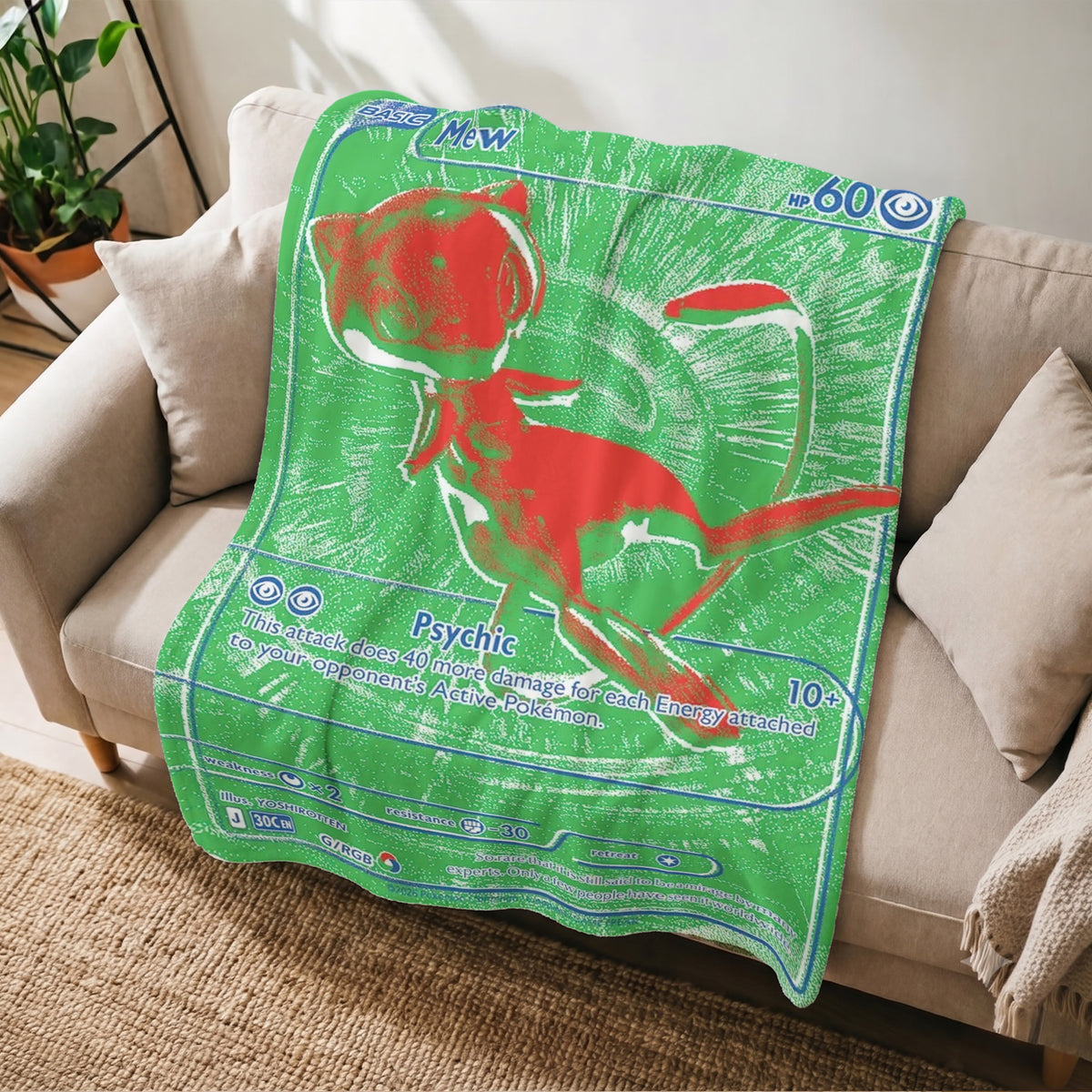 PKM Mew 30th Anniversary Custom Fleece Blanket