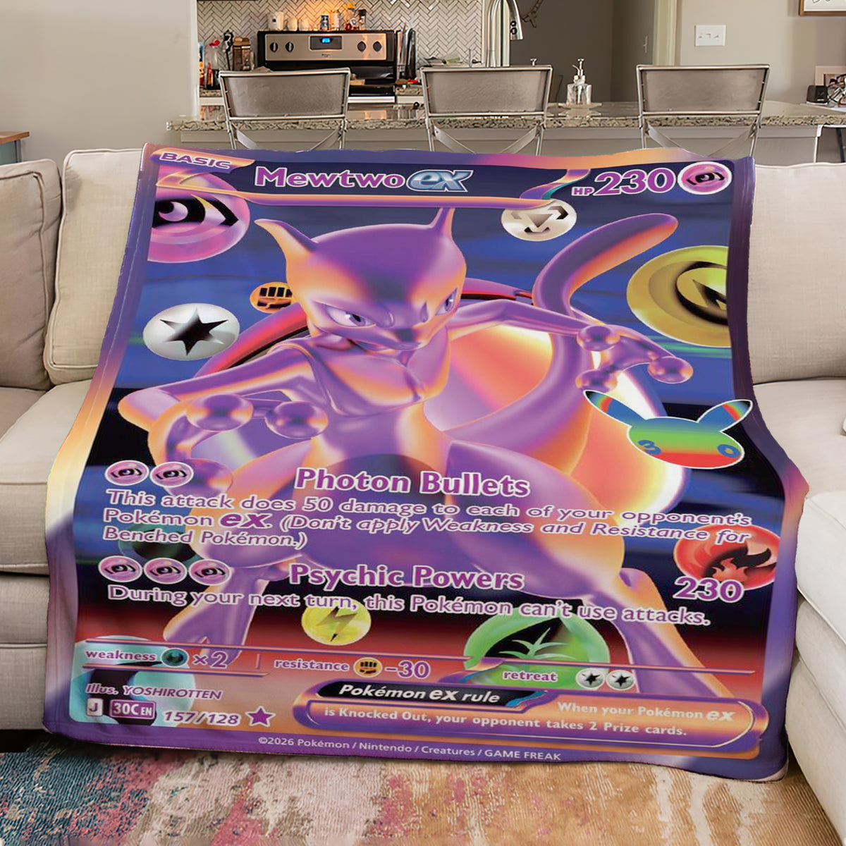 PKM Mewtwo 30th Anniversary Custom Fleece Blanket