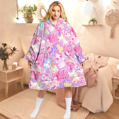 Anime PKM Fairy Seamless Pattern Custom Blanket Hoodie