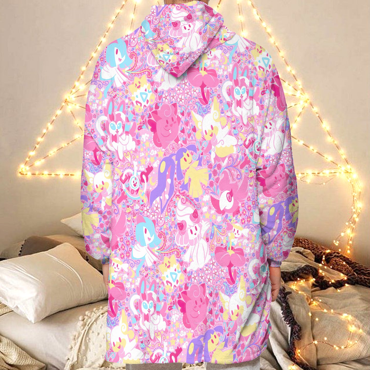 Anime PKM Fairy Seamless Pattern Custom Blanket Hoodie