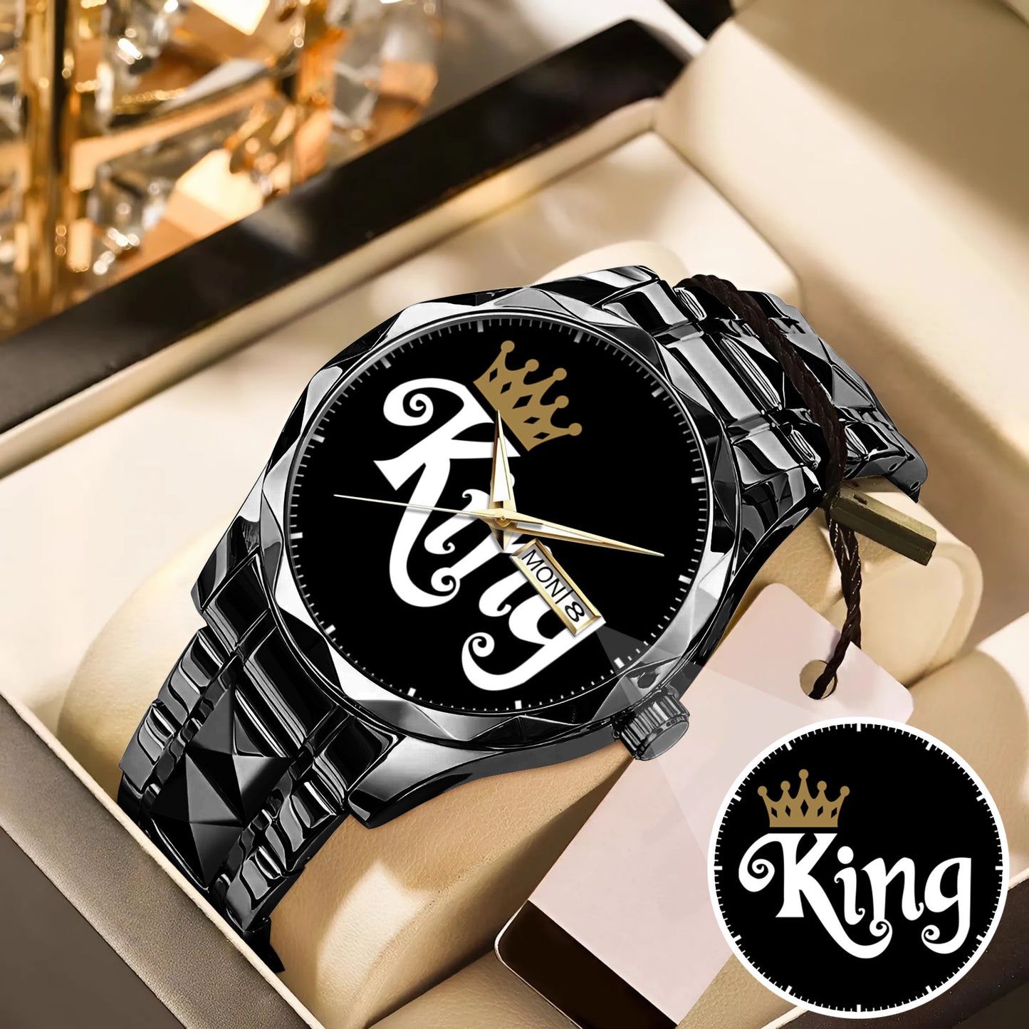 King & Queen Couple Watch Set – Matching Crown Watches for Couples – Romantic Gift for Valentine & Anniversary