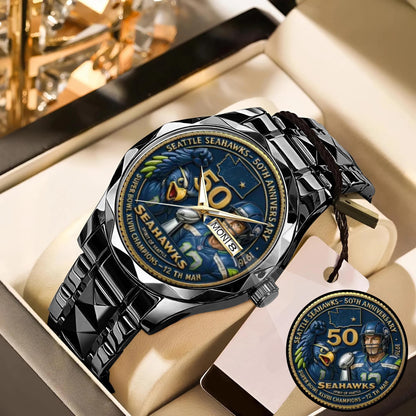 Seattle Seahawks 50th Anniversary Stainless Steel Watch