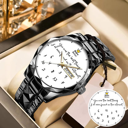 Custom Message Watch for Him – Unique Gift for Boyfriend, Husband, Anniversary & Valentine’s Day