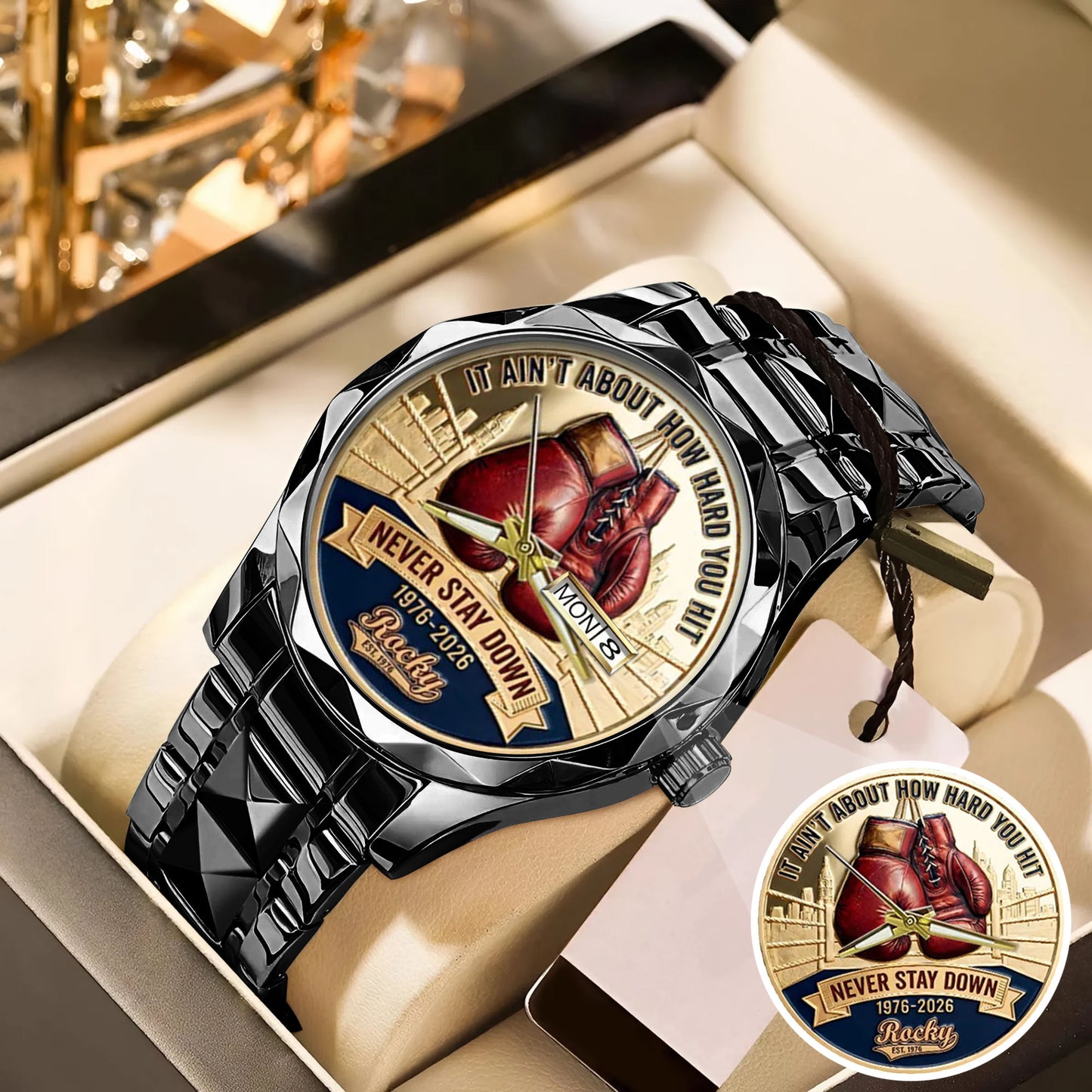Rocky Balboa Never Stay Down 50th Anniversary Boxing Stainless Steel Watch