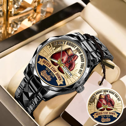 Rocky Balboa Never Stay Down 50th Anniversary Boxing Stainless Steel Watch