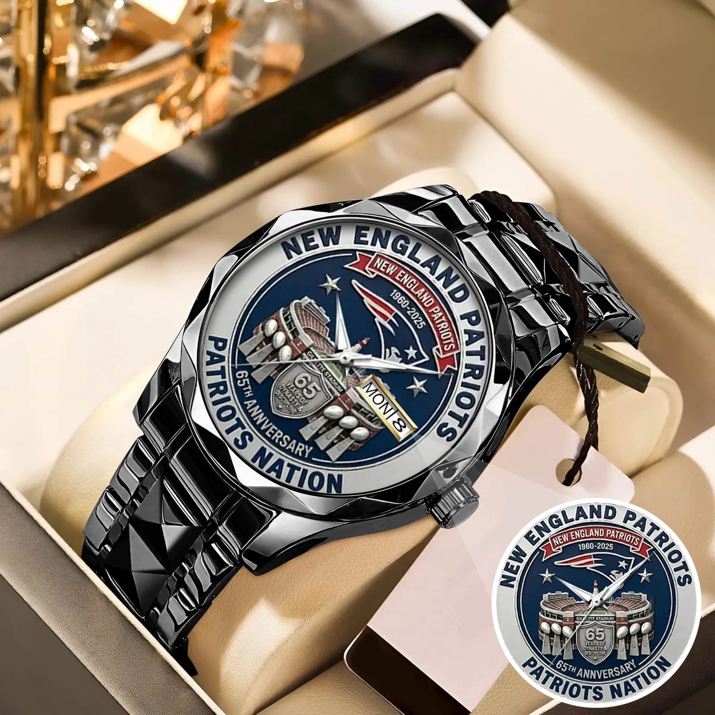 New England Patriots 65th Anniversary Stainless Steel Watch