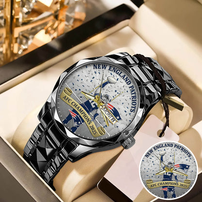 New England Patriots AFC Champions 2026 Stainless Steel Watch