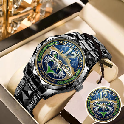Seattle Seahawks 50th Anniversary Stainless Steel Watch