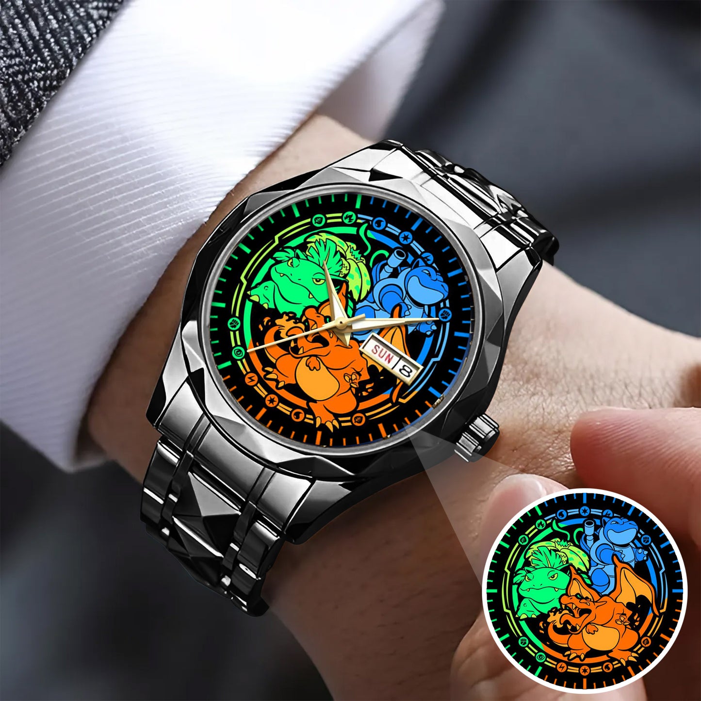 Personalized PKM Charizard Bulbasaur Blastoise Watch
