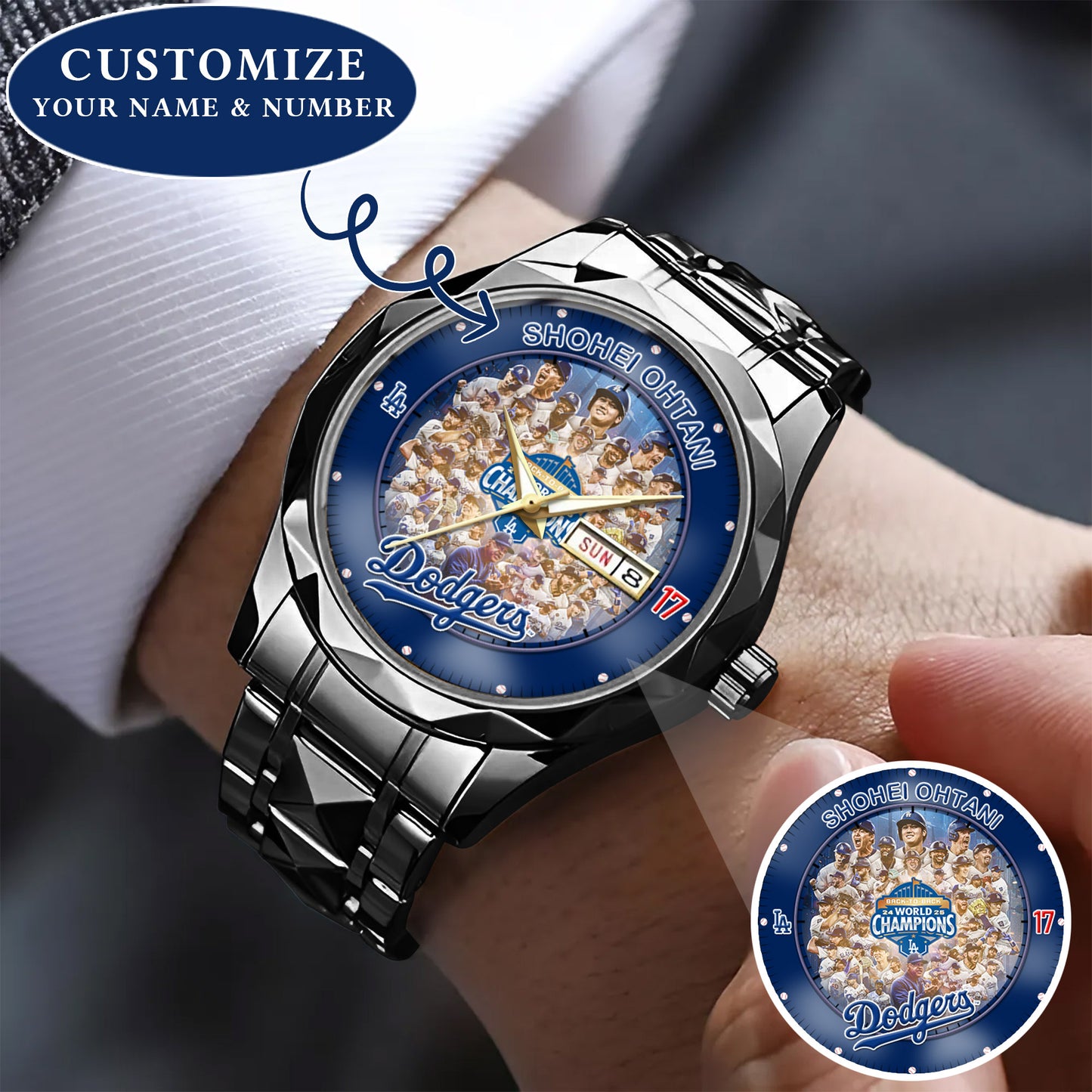 Personalized LA Dodgers 2025 Worlds Series Champion Back to Back Watch