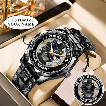 Mighty Morphin Power Rangers Black Ranger Helmet Custom Name Watch