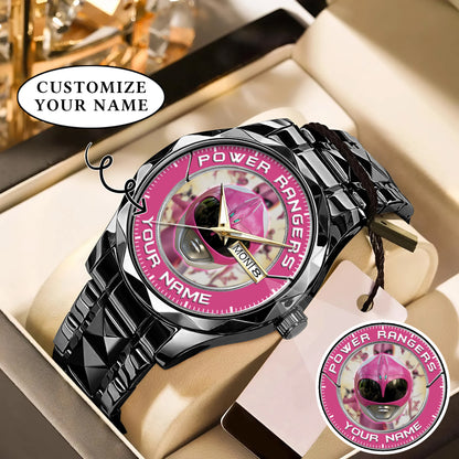 Mighty Morphin Power Rangers Pink Ranger Helmet Custom Name Watch